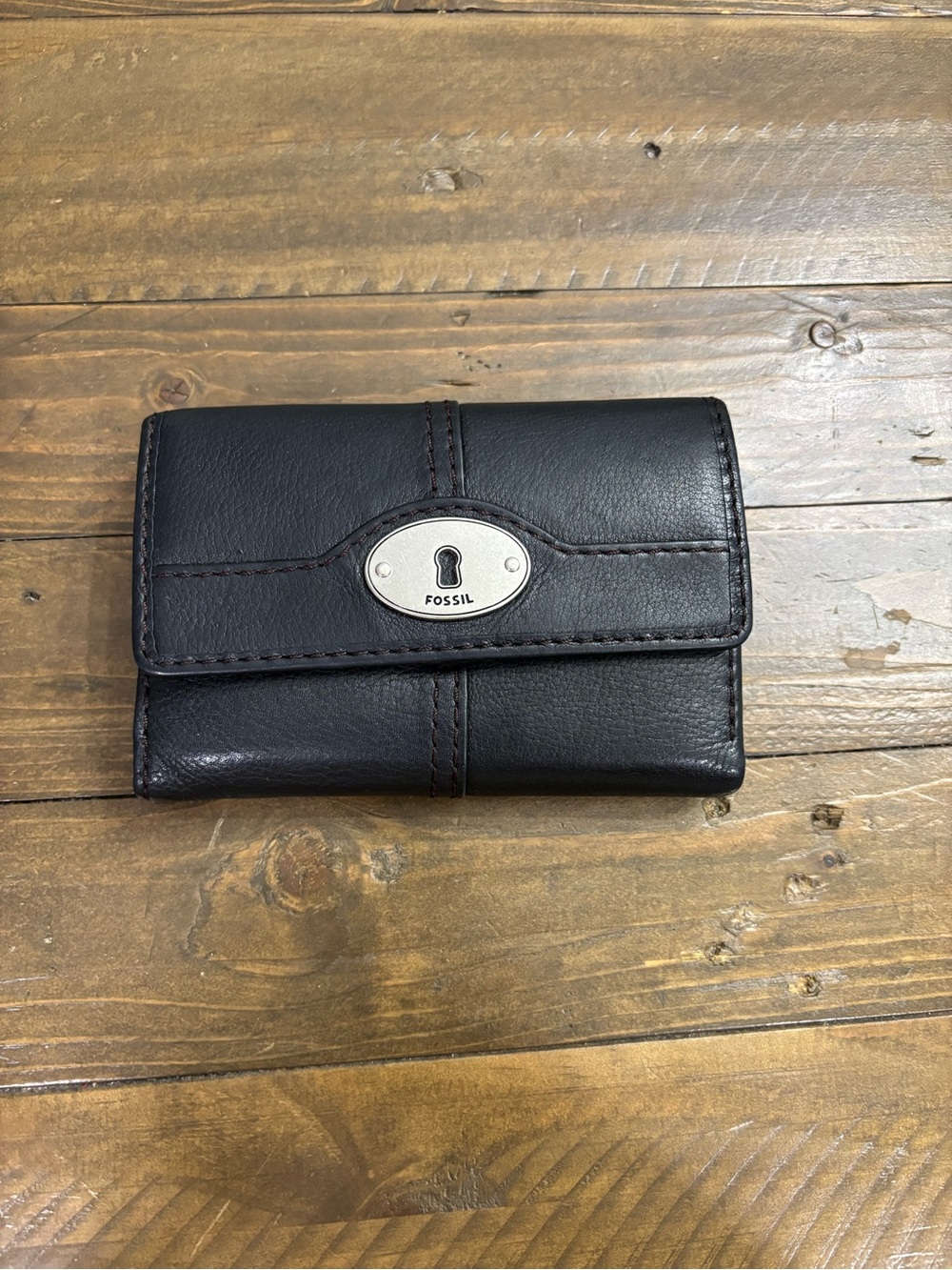 Fossil Marlow Black Leather Trifold Wallet